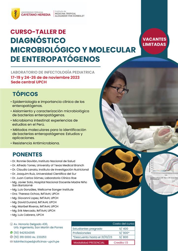 CURSO-TALLER DE DIAGNÓSTICO MICROBIOLÓGICO Y MOLECULAR DE ENTEROPATÓGENOS 2023