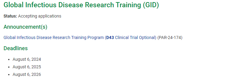 Fogarty: Global Infectious Disease Research Training (GID)