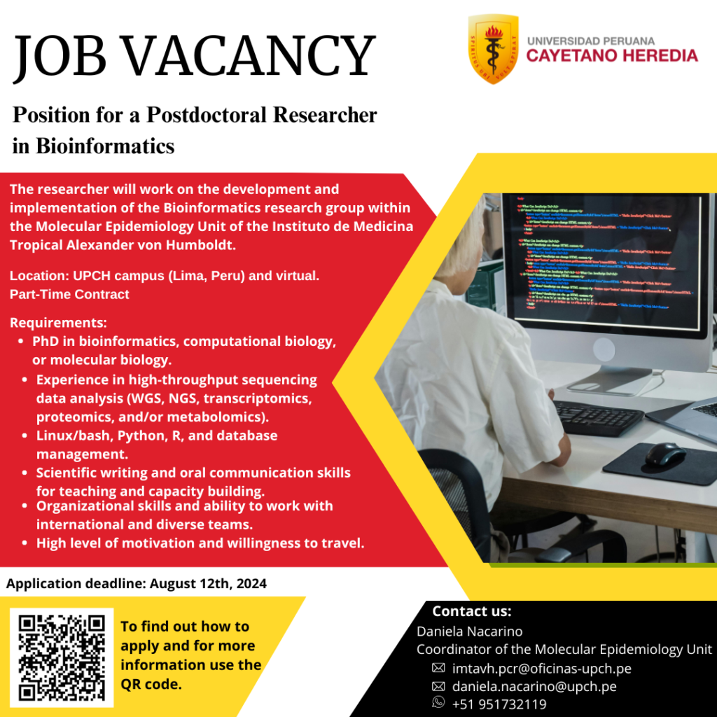 Flyer for Bioinformatics job vacancy