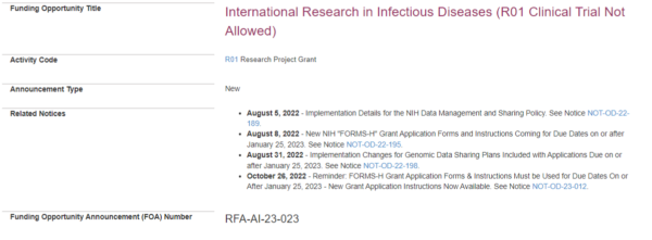 nih international infectious research