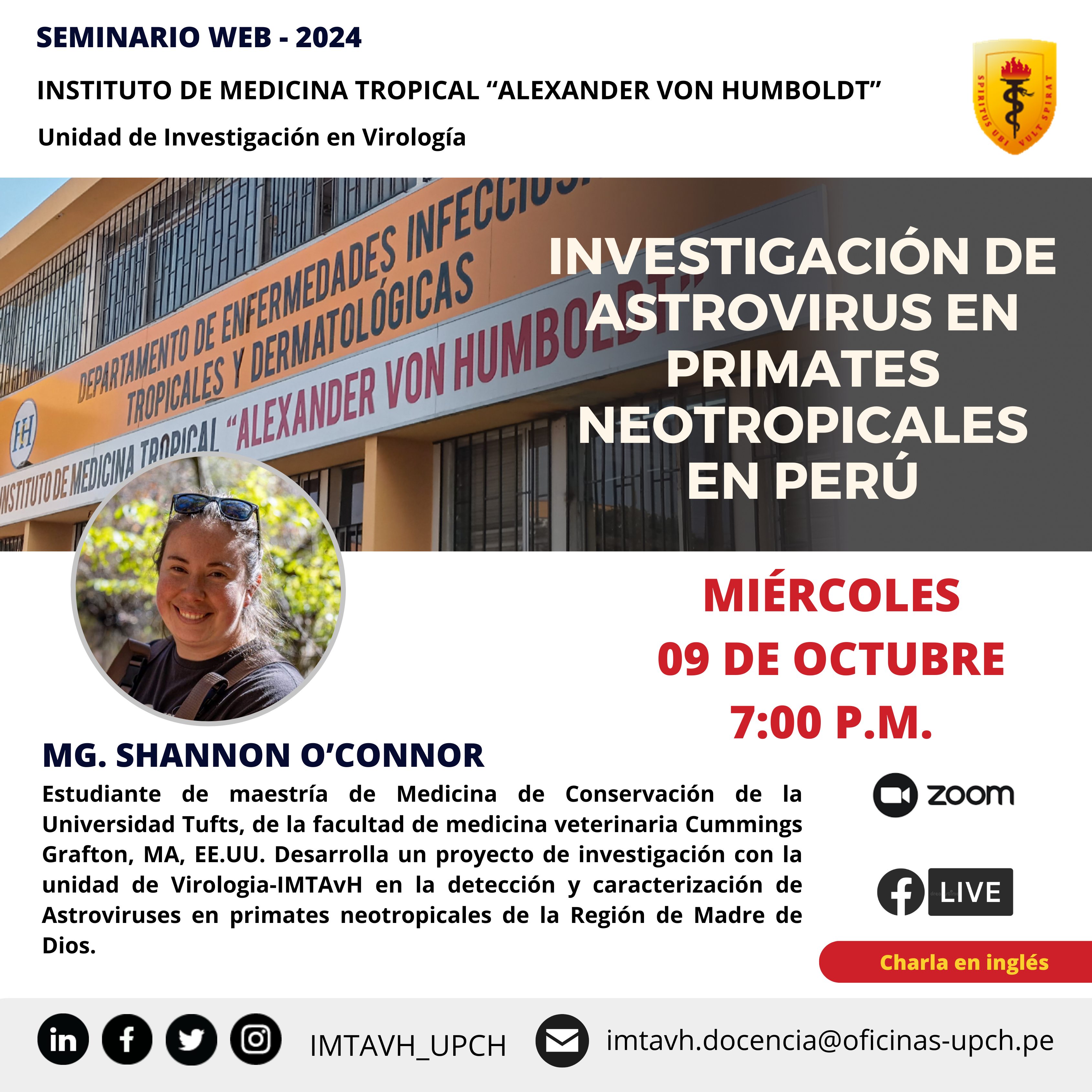 SEMINARIO WEB #11-2024: Investigación de Astrovirus en Primates Neotropicales en Perú