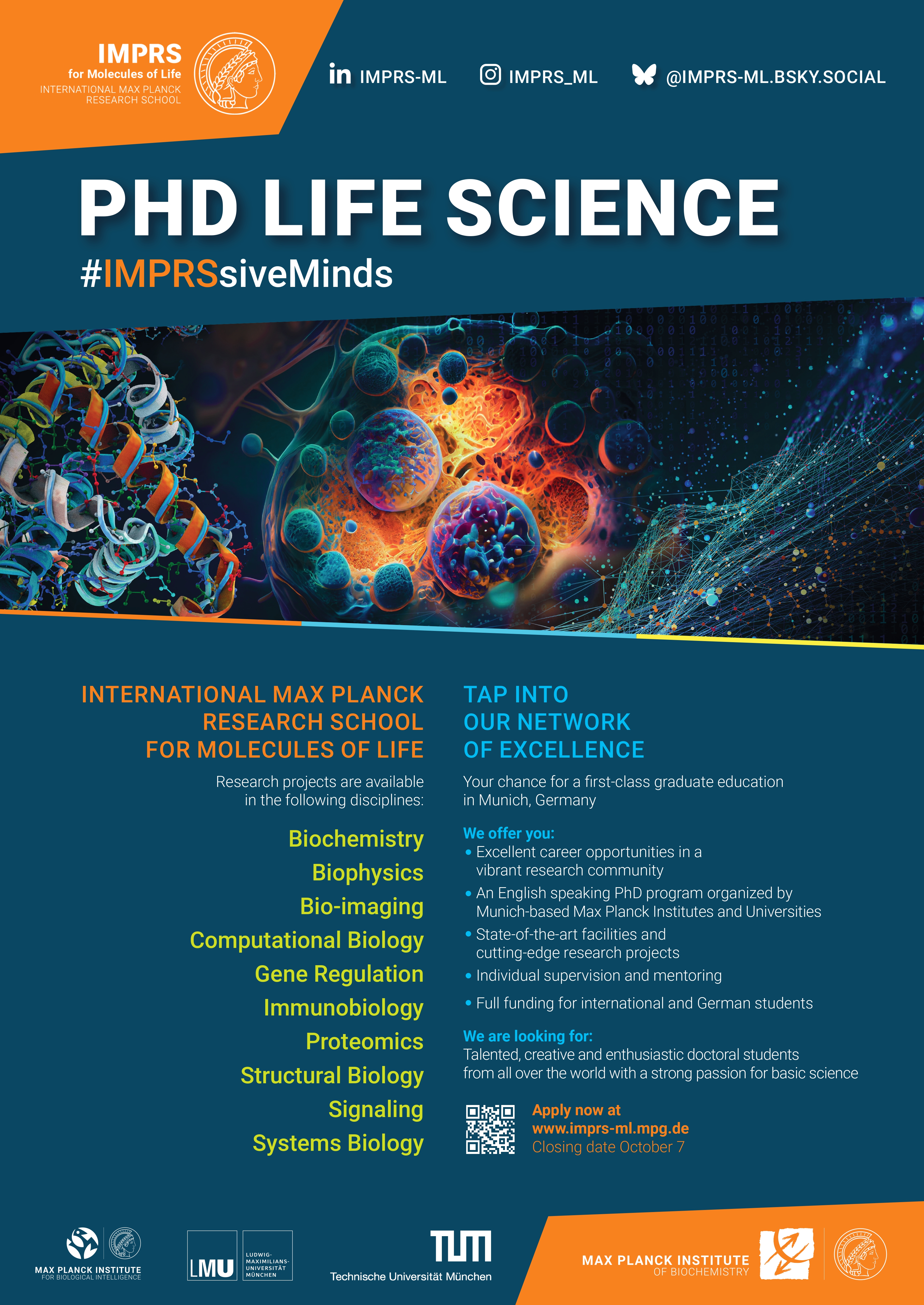 Oportunidad de Postulación: Escuela Internacional de Investigación Max Planck para Moléculas de la Vida (IMPRS-ML)
